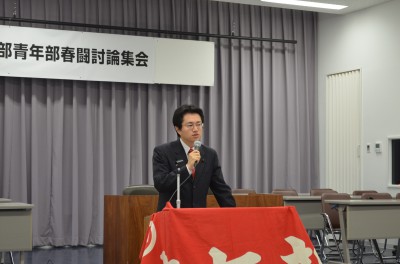 講演する道下　大樹道議会議員